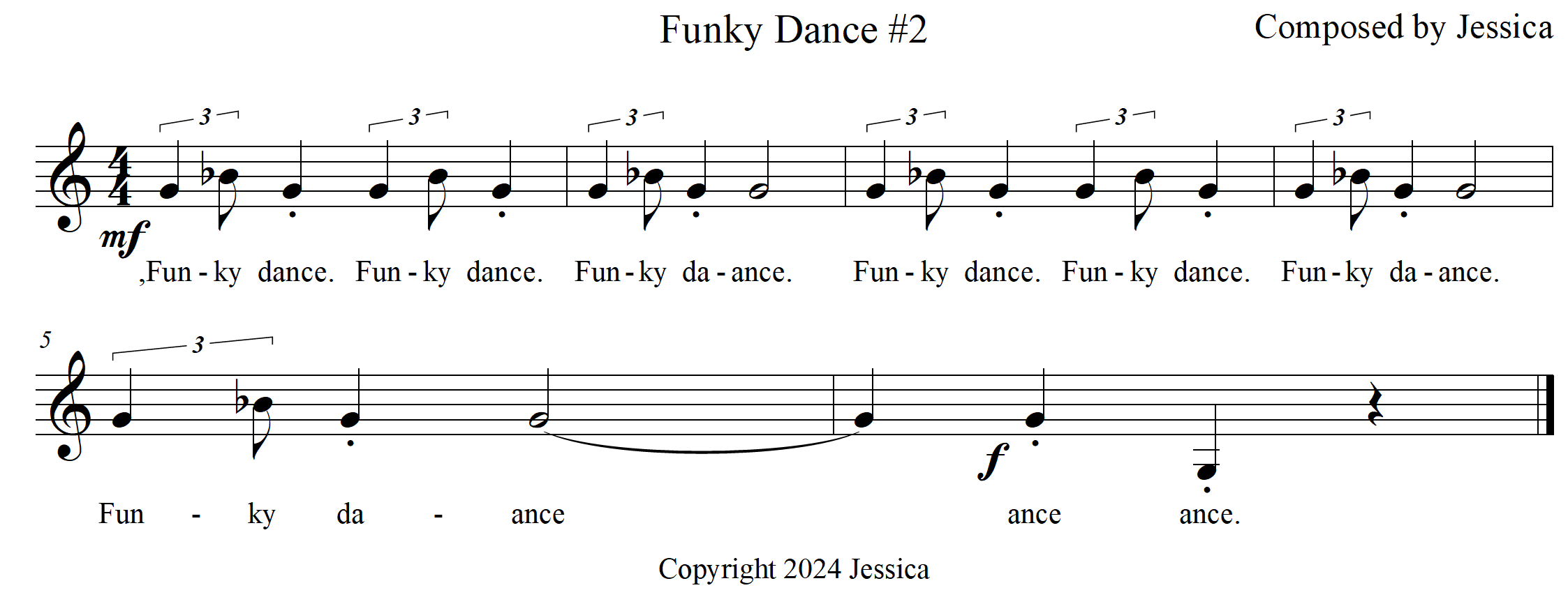 funky dance number two composed by Jessica copyright 2023